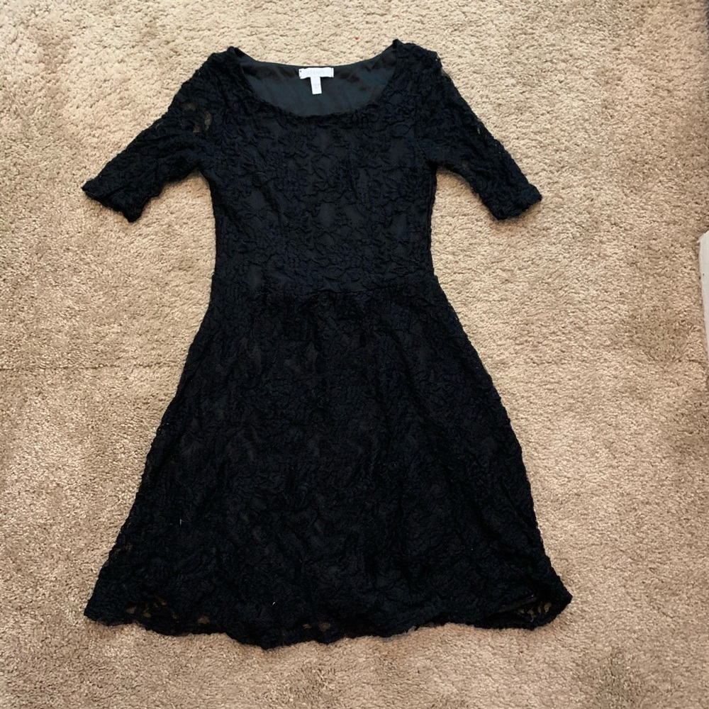 Lace Black Short Sleeve Dress